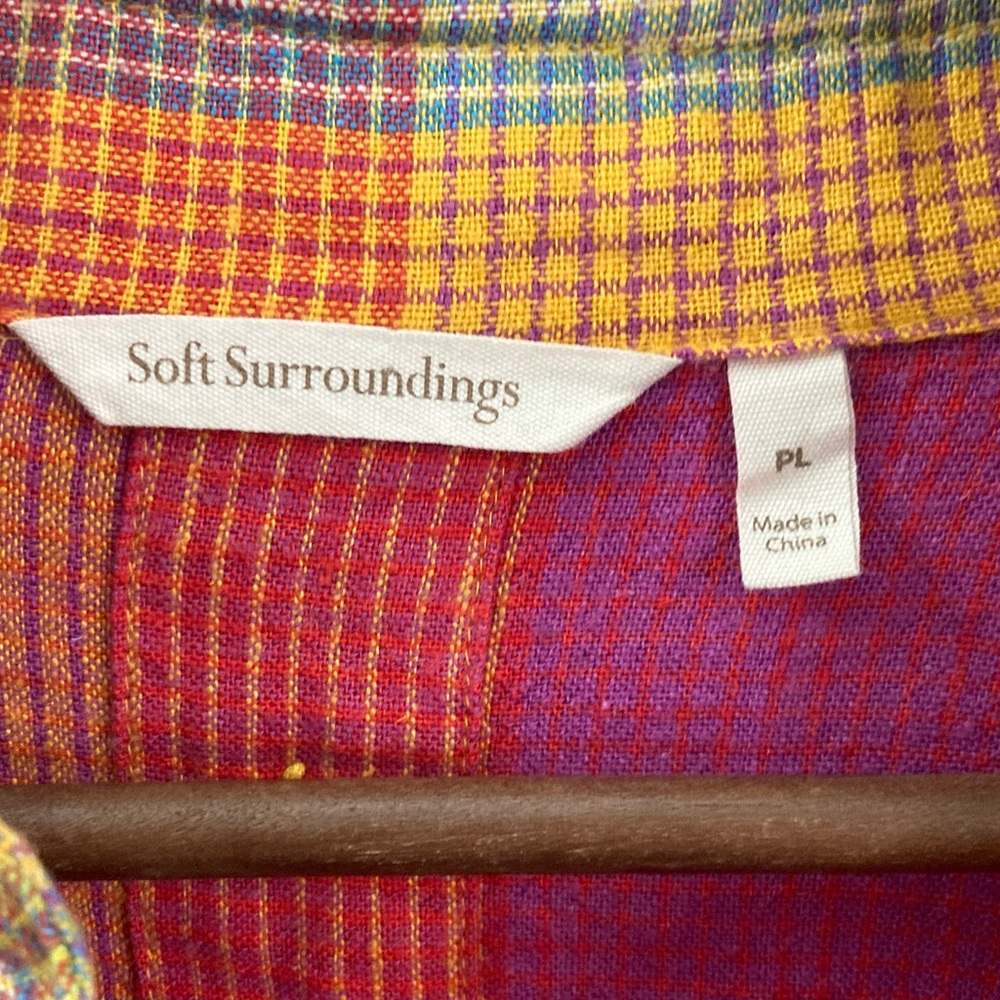 Soft Surroundings Multicolor Patchwork Plaid Pear… - image 2